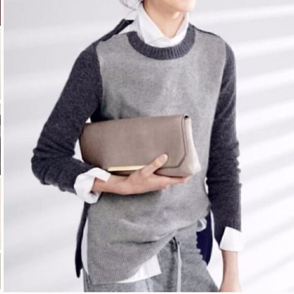J. CREW Color Block Grey Double Zip Sweater Size Medium - Picture 1 of 14
